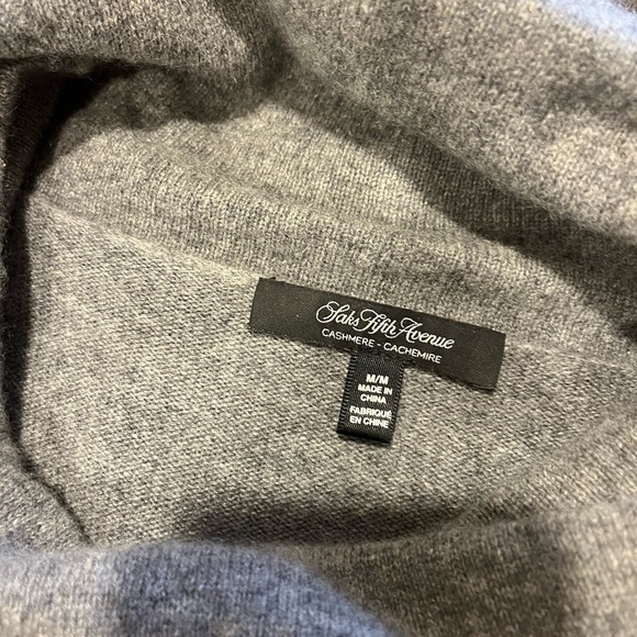 Saks Fifth Avenue 100% Cashmere Striped Cowlneck Tunic Sweater size M - Picture 2 of 8